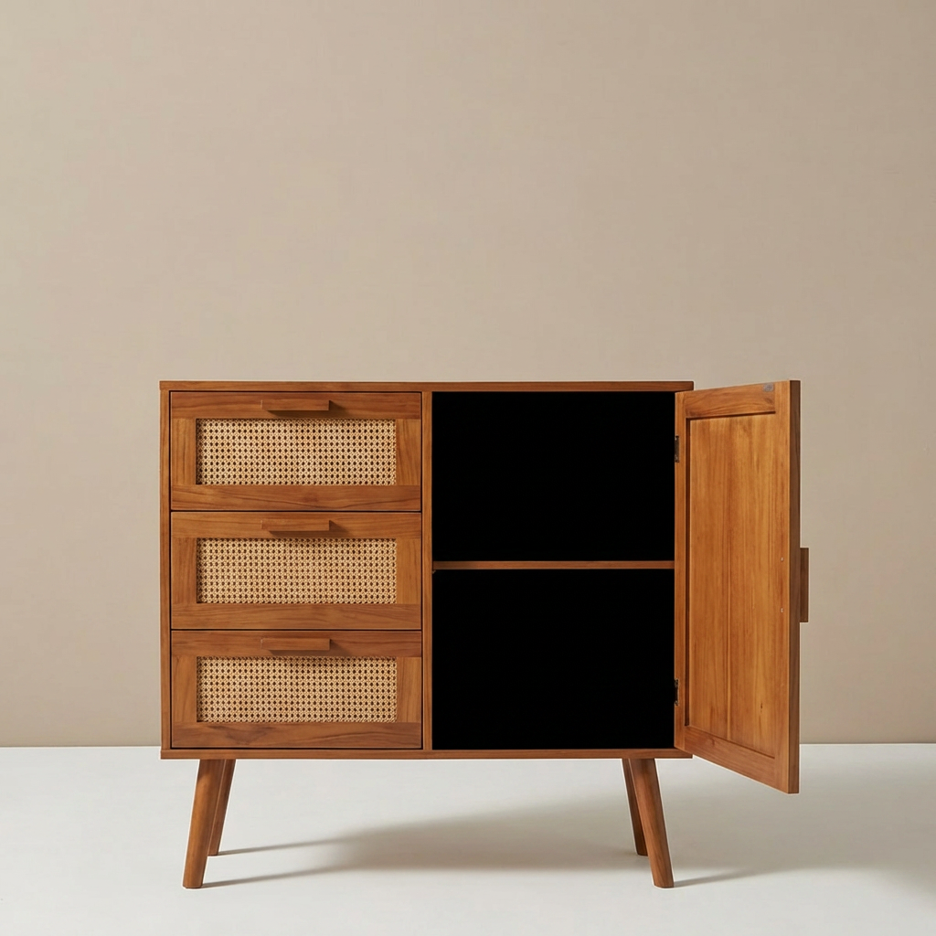 FANGSUM Rattan 3-Drawer Storage Cabinet