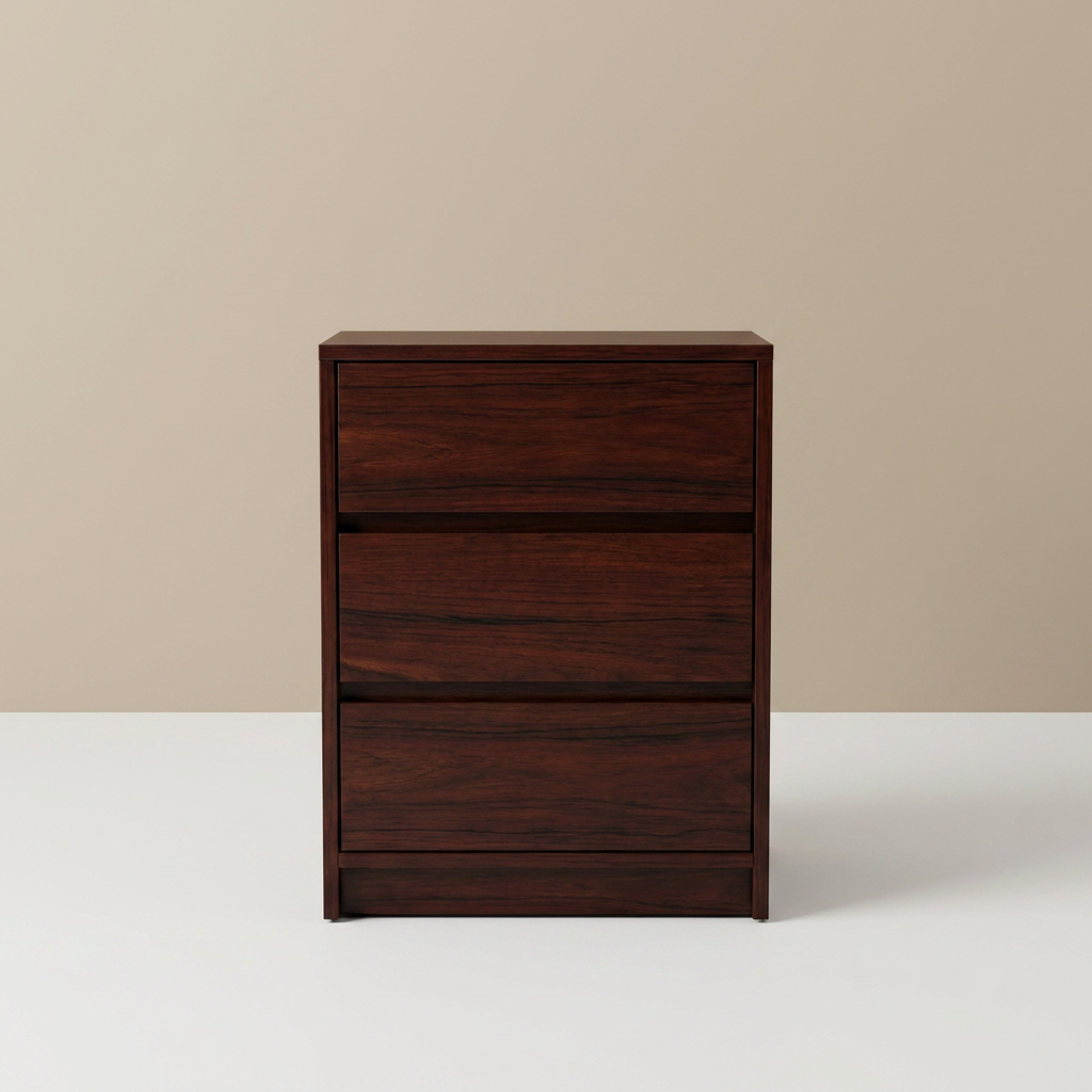 Black 3-Drawer Nightstand with Charging Station