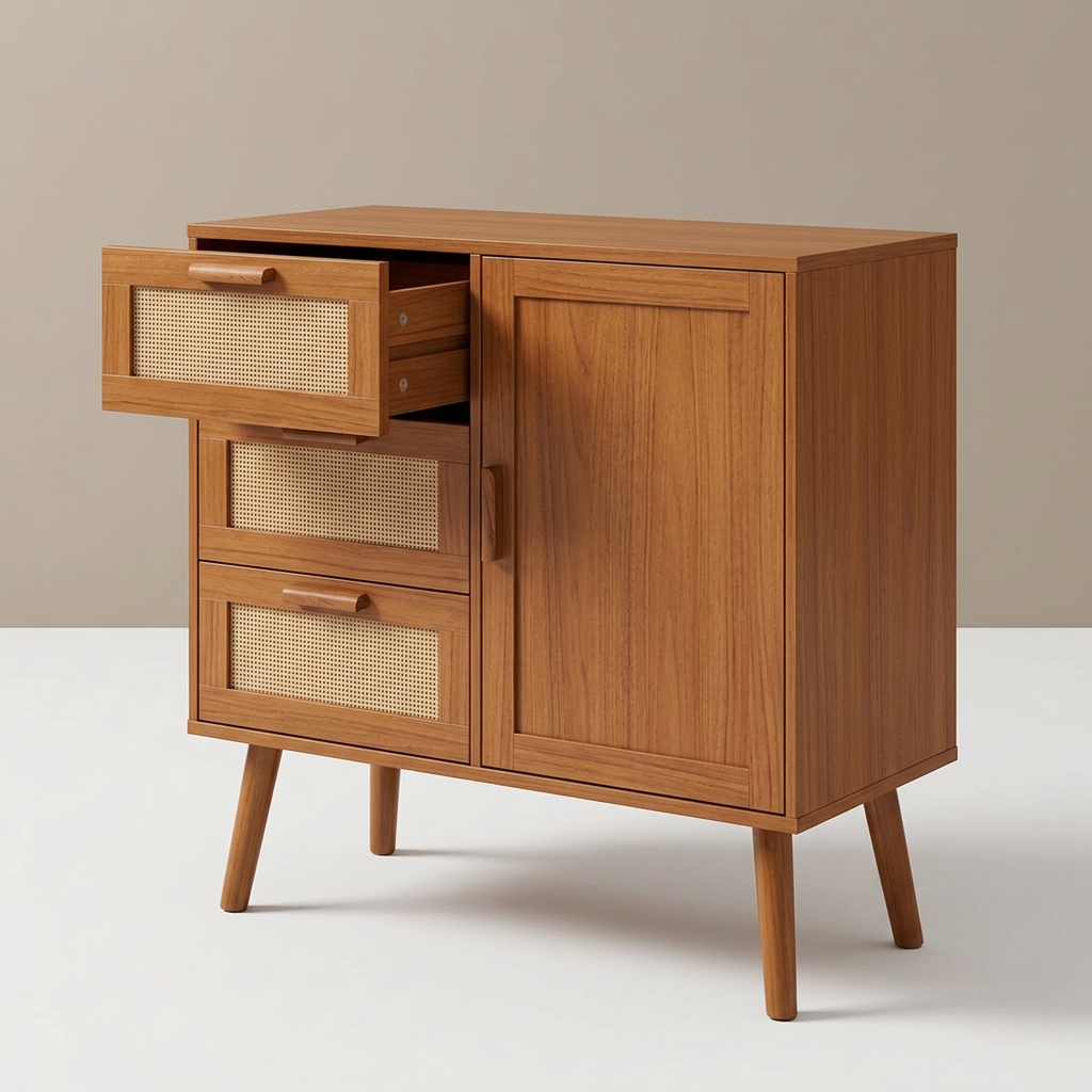 FANGSUM Rattan 3-Drawer Storage Cabinet
