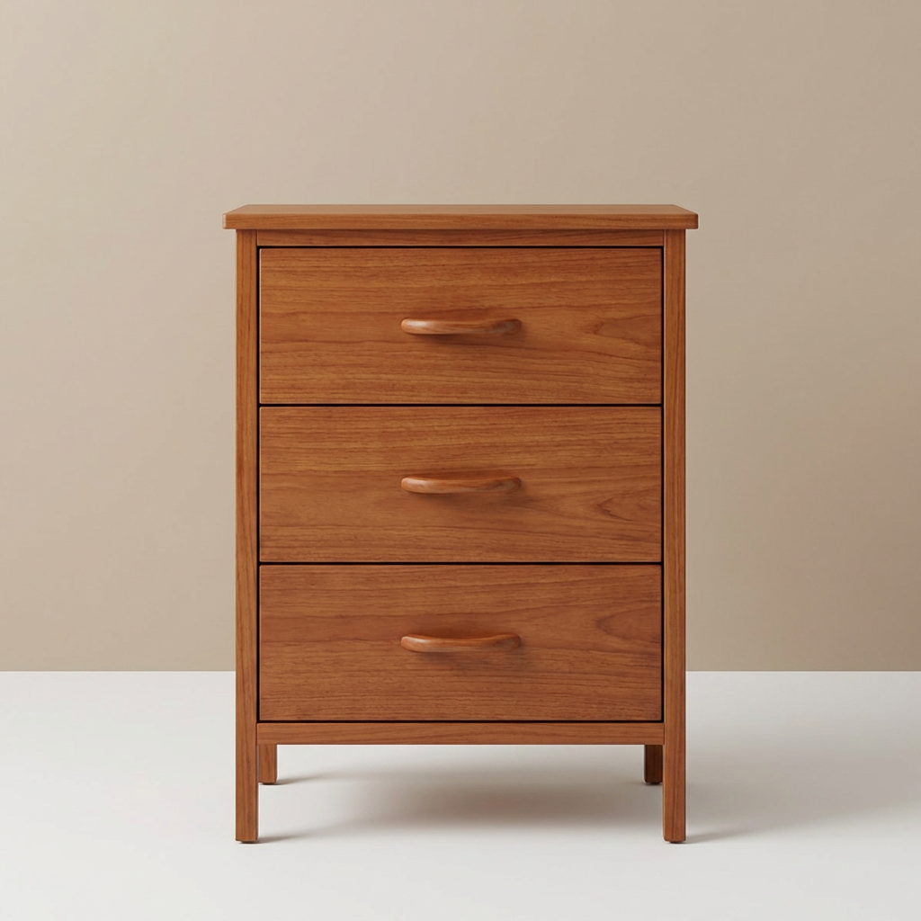 Eunos 3-Drawer White Nightstand